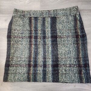Lands' End 20W Plus Size Tweed Plaid Wool Blend Skirt Career Lined Mini Warm